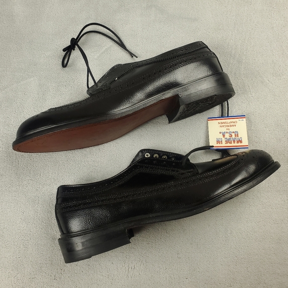 Lehigh Safety Shoes Longwing Steel Toe Wingtip Brogue Pebbled Leather Black 1701 - Picture 6 of 13